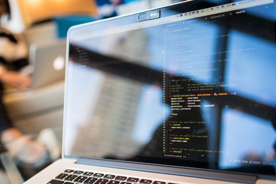software developer coding laptop