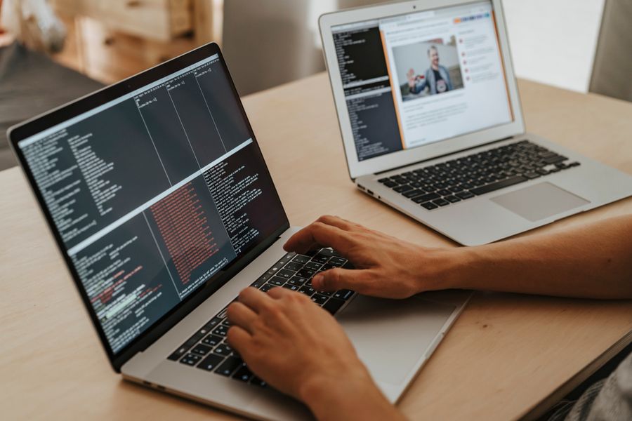 software developer coding laptop