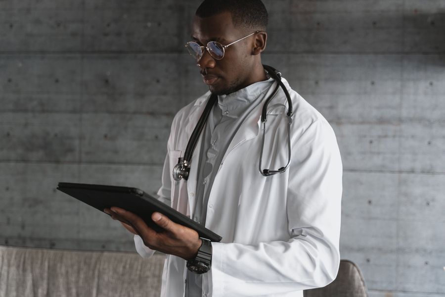 doctor using tablet