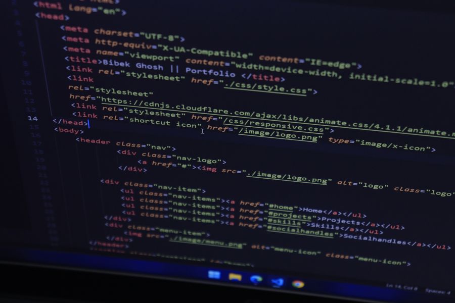code on computer screen