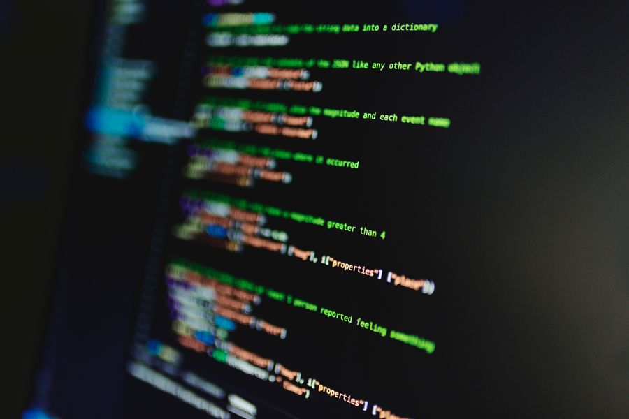 code on computer screen