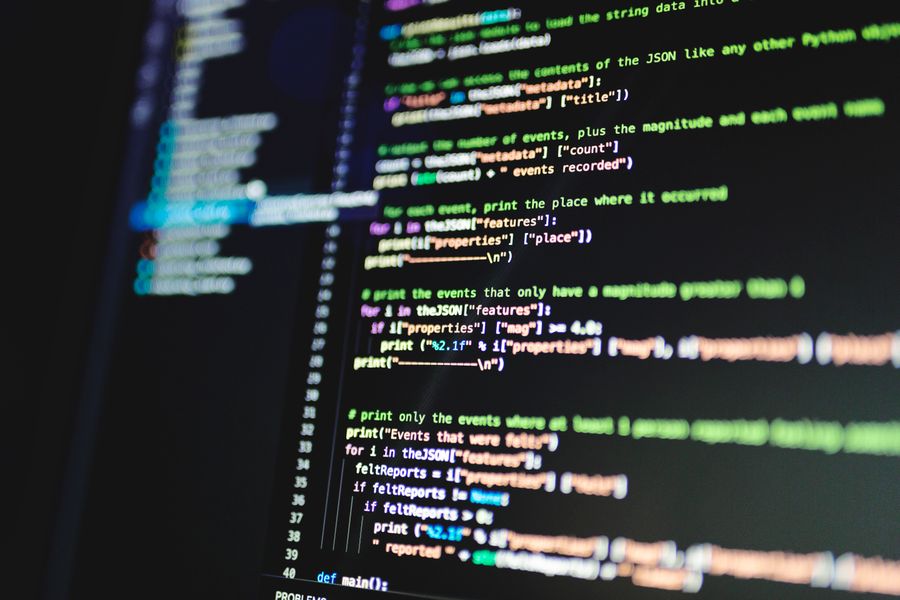 code on computer screen