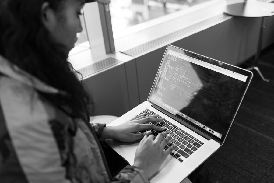 software developer coding laptop
