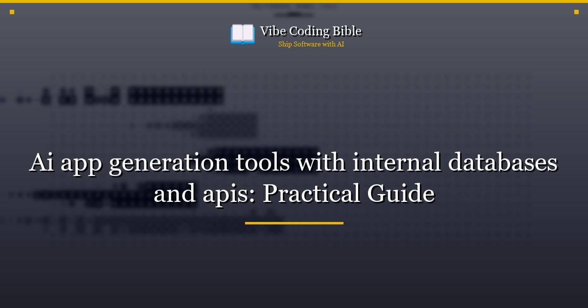 Ai app generation tools with internal databases and apis: Practical Guide
