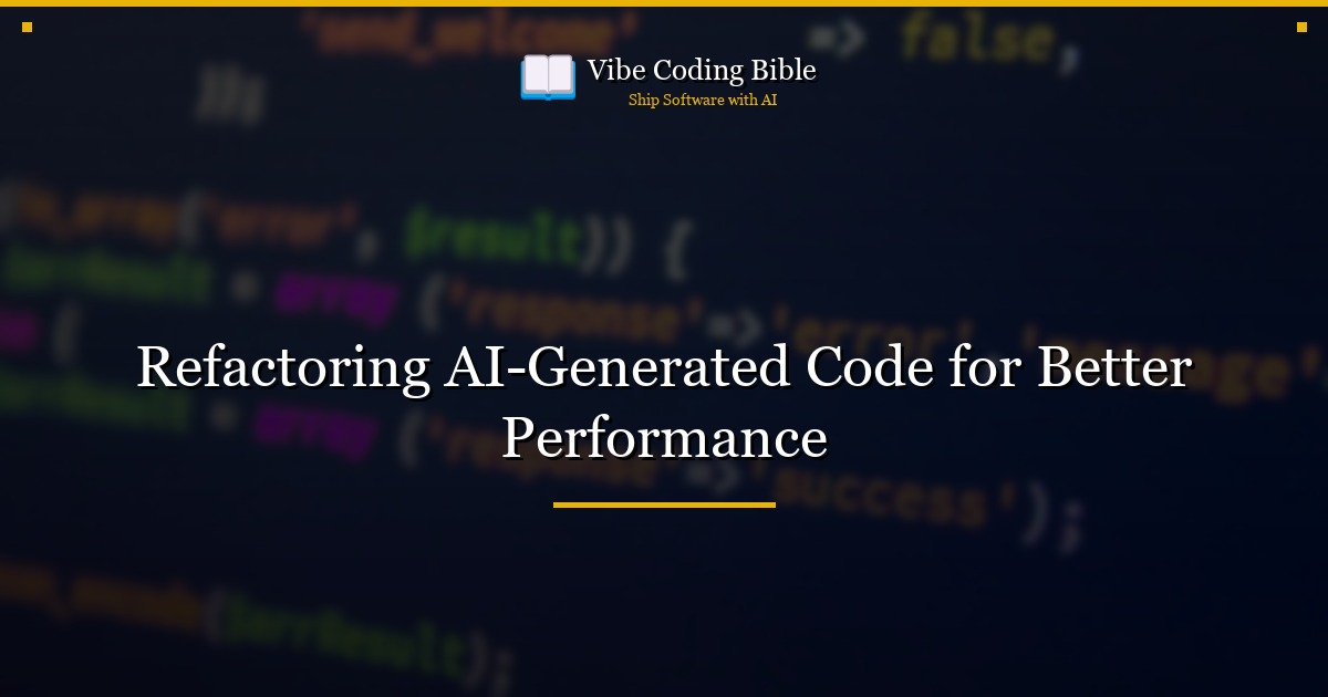 Refactoring AI-Generated Code for Better Performance