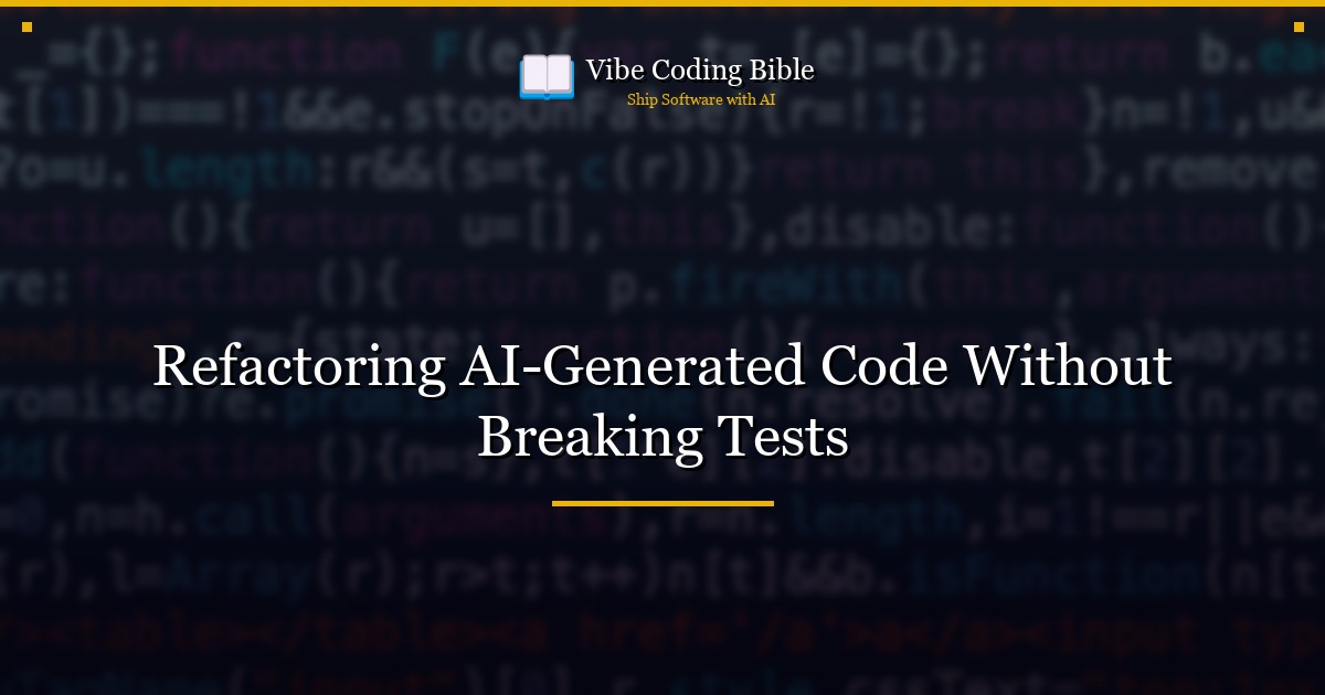 Refactoring AI-Generated Code Without Breaking Tests