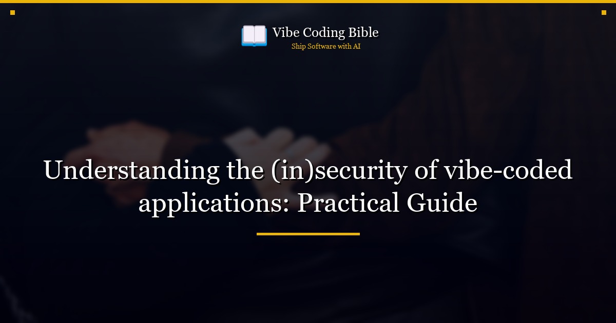 Understanding the (in)security of vibe-coded applications: Practical Guide