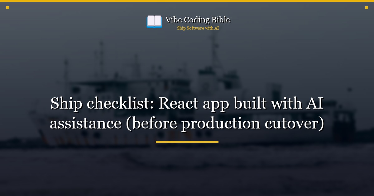 Ship checklist: React app built with AI assistance (before production cutover)